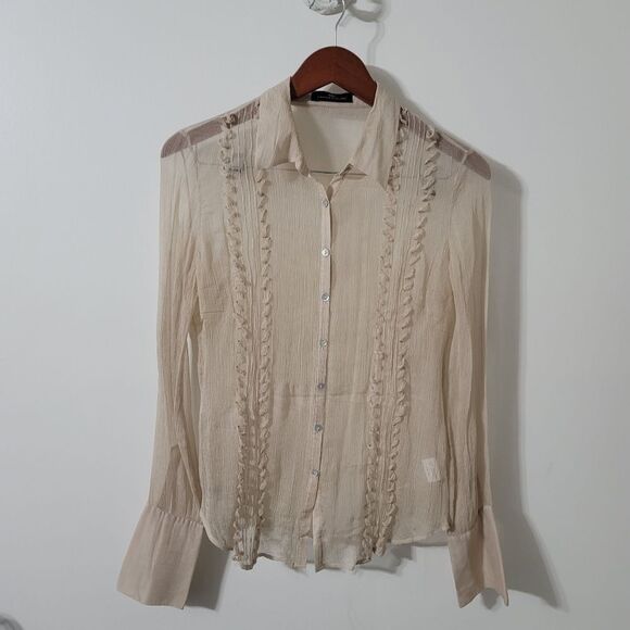 Day Birger et Mikkelsen Sheer Silk Button-up Long Sleeve Blouse Size 38/M - Picture 2 of 7